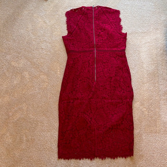 1245 Burgundy Lace Sheath Skirt